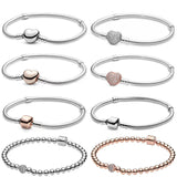 925 Sterling Silver Heart Shape Original Snake Bone Chain Bracelet