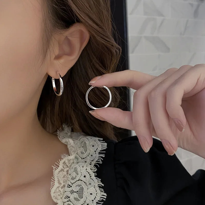 925 Silver Hoop Earrings Circle Hot Semale Sexy Jewelry