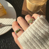 925 Silver Hotan Jade Pearl Bead Ring Elastic Finger Jewelry Women Gift