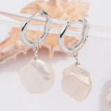 925 Silver Huggie Hoop Earrings Pearl Drop Jewelry