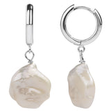 925 Silver Huggie Hoop Earrings Pearl Drop Jewelry