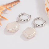 925 Silver Huggie Hoop Earrings Pearl Drop Jewelry