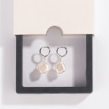 925 Silver Huggie Hoop Earrings Pearl Drop Jewelry