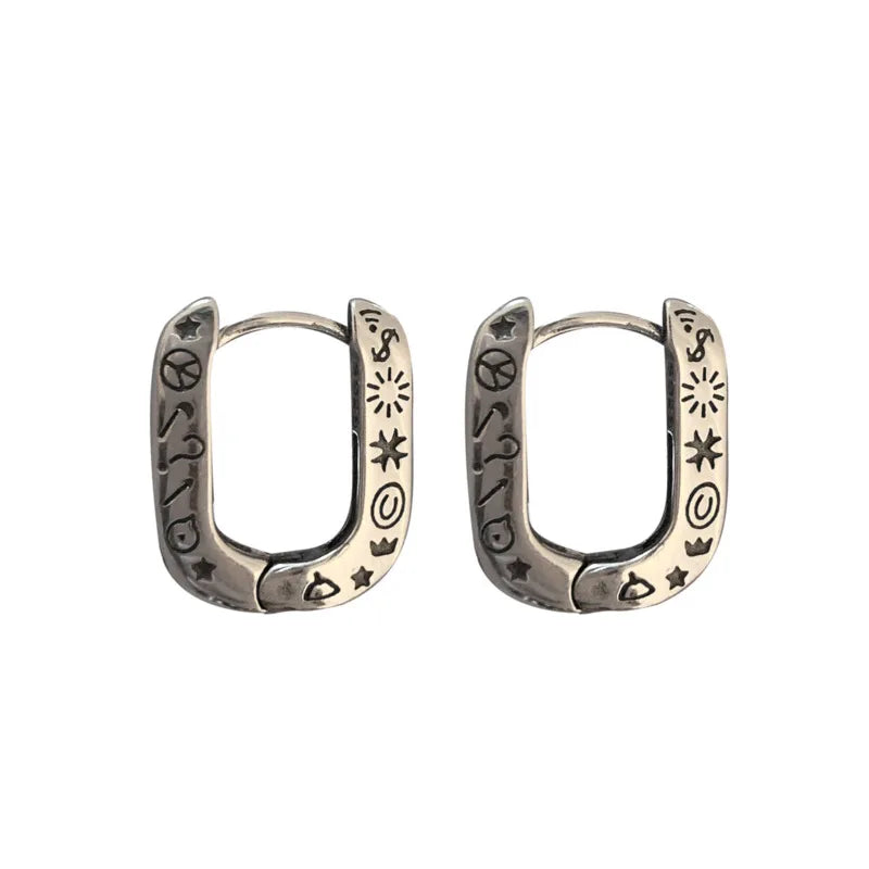 925 Silver Huggie Gothic Hoop Earrings Hypoallergenic