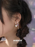 925 Silver Hypoallergenic Love Earrings Asymmetric Earrings for Women