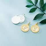 925 Sterling Silver INS Queen Image Round Charms Necklace Earrings