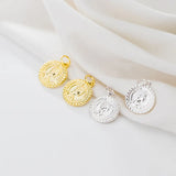 925 Sterling Silver INS Queen Image Round Charms Necklace Earrings