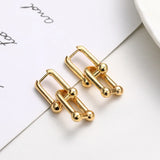 925 Silver Geometric Oval Hoop Earrings Frosty Metal Wind Ear Buckle