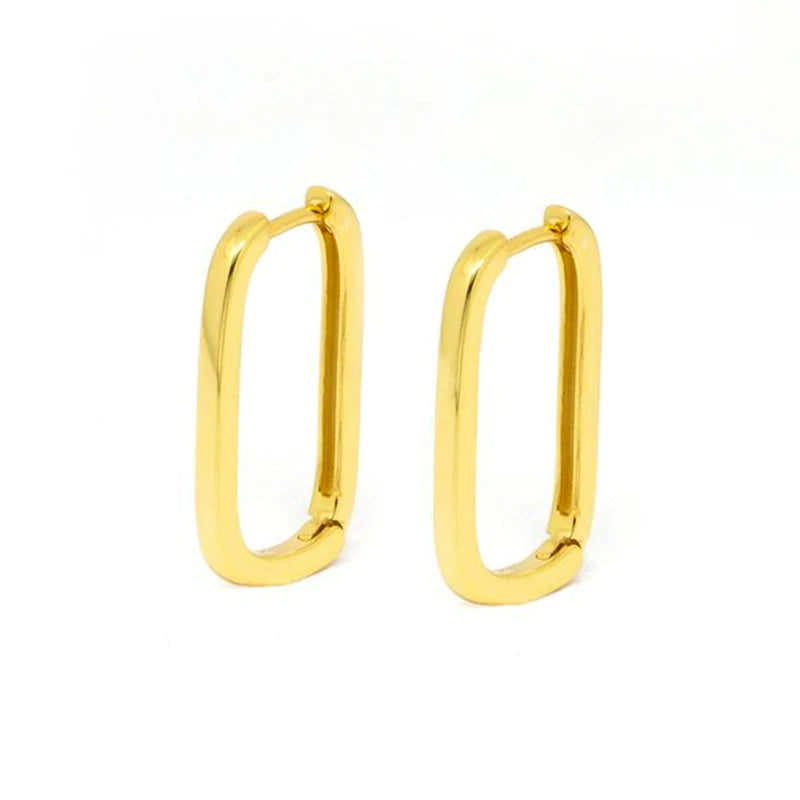 925 Silver Geometric Oval Hoop Earrings Frosty Metal Wind Ear Buckle