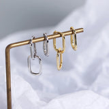 925 Silver Geometric Oval Hoop Earrings Frosty Metal Wind Ear Buckle