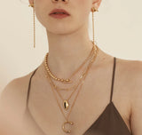 925 Silver INS Oval Beads Necklace Retro Elastic Chocker