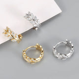 925 Silver Olive Leaf Zircon Earrings for Women