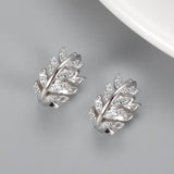 925 Silver Olive Leaf Zircon Earrings for Women