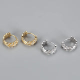 925 Silver Olive Leaf Zircon Earrings for Women