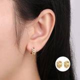 925 Silver Olive Leaf Zircon Earrings for Women