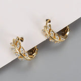 925 Silver Olive Leaf Zircon Earrings for Women