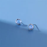 925 Silver Ice Moonlight Gemstone Stud Earrings for Women