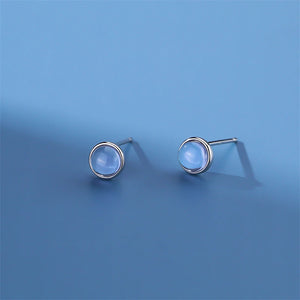 925 Silver Ice Moonlight Gemstone Stud Earrings for Women