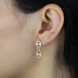 925 Silver CZ Huggie Dangle Earrings Pig Nose Charm Women Jewelry