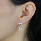 925 Silver CZ Huggie Dangle Earrings Pig Nose Charm Women Jewelry