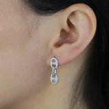 925 Silver CZ Huggie Dangle Earrings Pig Nose Charm Women Jewelry