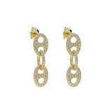 925 Silver CZ Huggie Dangle Earrings Pig Nose Charm Women Jewelry