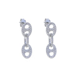 925 Silver CZ Huggie Dangle Earrings Pig Nose Charm Women Jewelry