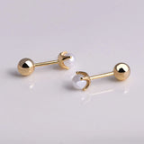 925 Silver Pearl Stud Earrings Woman Charm Piercing Jewelry Gift