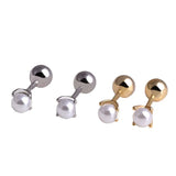 925 Silver Pearl Stud Earrings Woman Charm Piercing Jewelry Gift