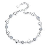 925 Silver Indian Jewelry Crystal Heart Bracelet