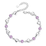 925 Silver Indian Jewelry Crystal Heart Bracelet