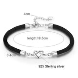 925 Sterling Silver Infinite Heart Rope Bracelets for Women Girls Men Boy