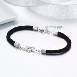 925 Sterling Silver Infinite Heart Rope Bracelets for Women Girls Men Boy