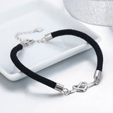 925 Sterling Silver Infinite Heart Rope Bracelets for Women Girls Men Boy