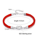 925 Silver Infinite Heart Knot Red Rope Bracelet for Women