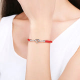 925 Silver Infinite Heart Knot Red Rope Bracelet for Women