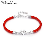 925 Silver Infinite Heart Knot Red Rope Bracelet for Women