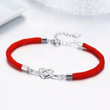 925 Silver Infinite Heart Knot Red Rope Bracelet for Women