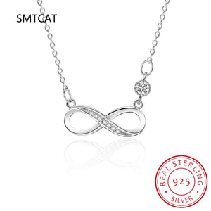 925 Silver Infinite Love Pendant Necklace Moissanite Lab Diamond Chain for Women