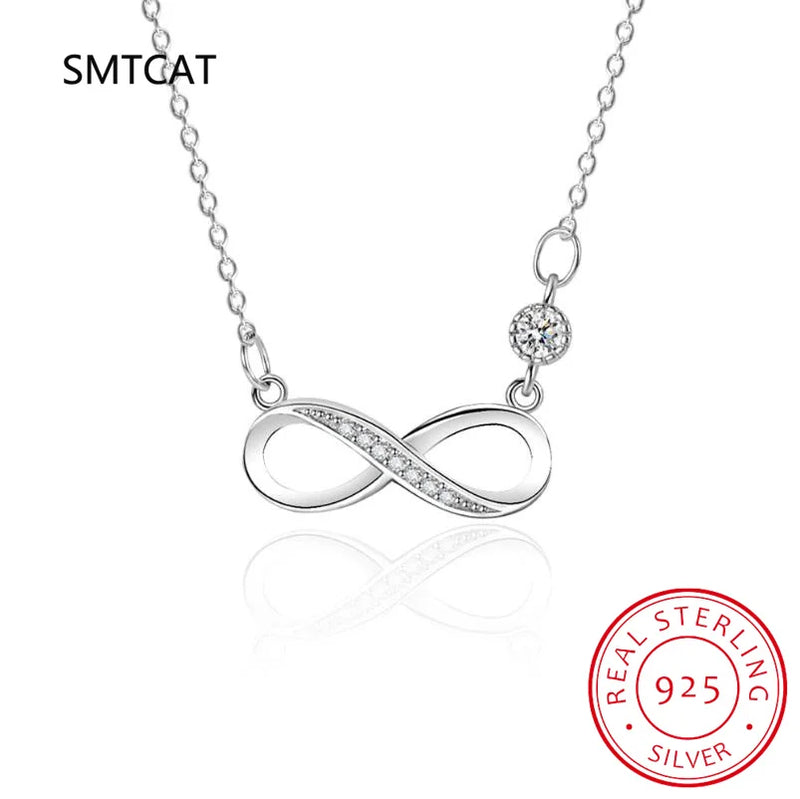 925 Silver Infinite Love Pendant Necklace Moissanite Lab Diamond Chain for Women