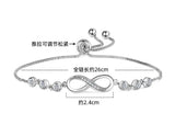 925 Silver Infinity Bracelet Adjustable CZ Bangle Wedding Gift