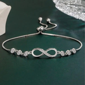 925 Silver Infinity Bracelet Adjustable CZ Bangle Wedding Gift