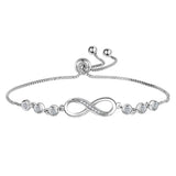 925 Silver Infinity Bracelet Adjustable CZ Bangle Wedding Gift