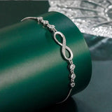 925 Silver Infinity Bracelet Adjustable CZ Bangle Wedding Gift