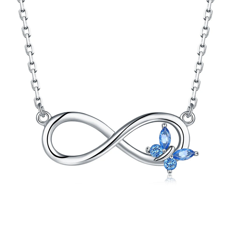 925-Sterling-Silver Butterfly Necklace Infinity Love Gift