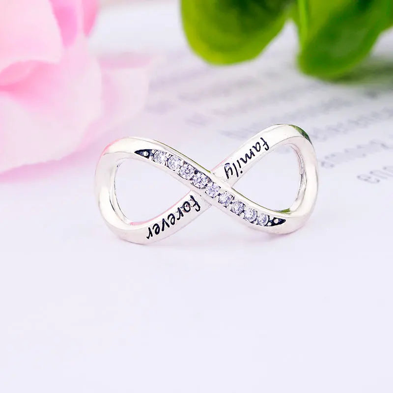 925 Silver Family Infinity Love Zircon Bead for Charm Bracelet