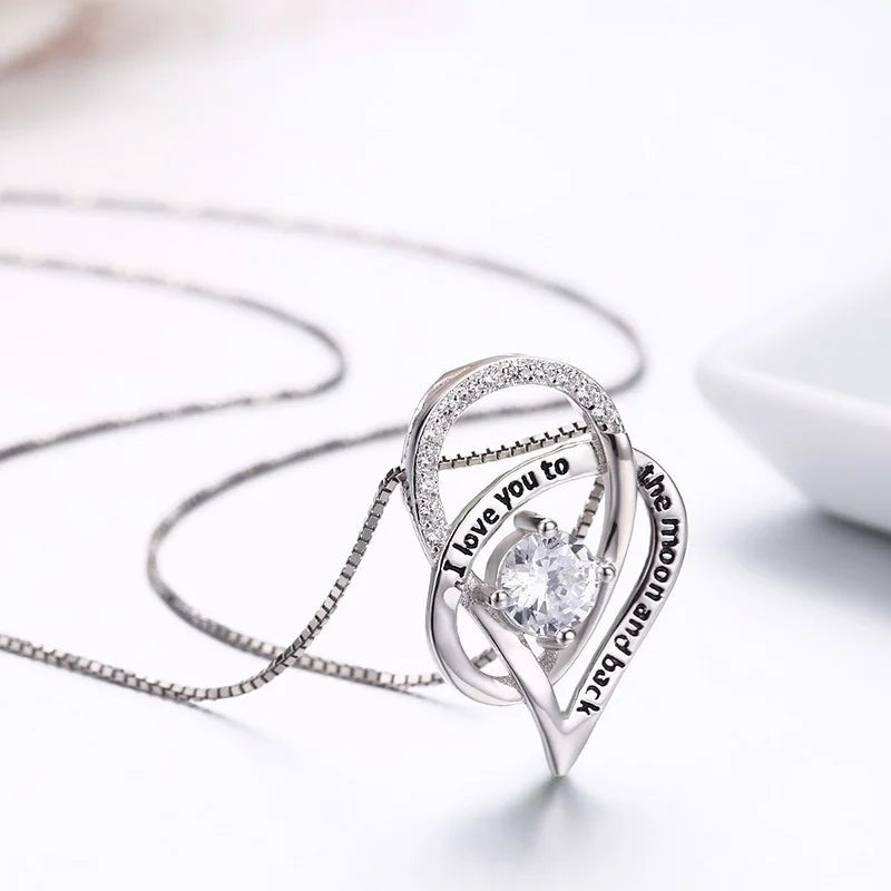 925 Silver Infinity Heart Imprint of Love Pendant Necklace