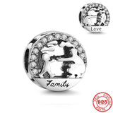 925 Silver Infinity Love Family Coffee DIY Charm Bead Pendant Bracelet Jewelry