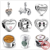 925 Silver Infinity Love Family Coffee DIY Charm Bead Pendant Bracelet Jewelry