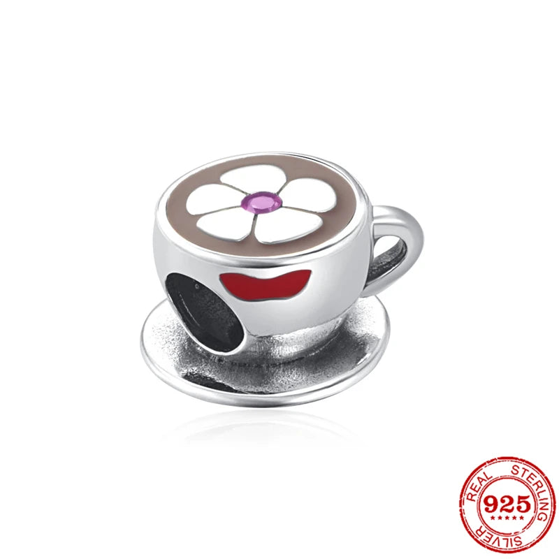 925 Silver Infinity Love Family Coffee DIY Charm Bead Pendant Bracelet Jewelry